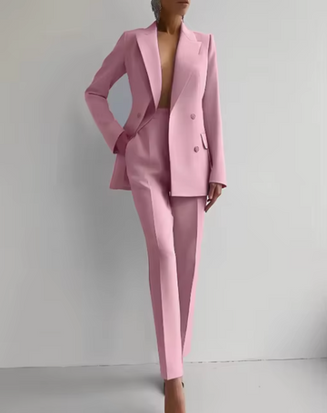 Tailored Double-Breasted High-Waisted Suit