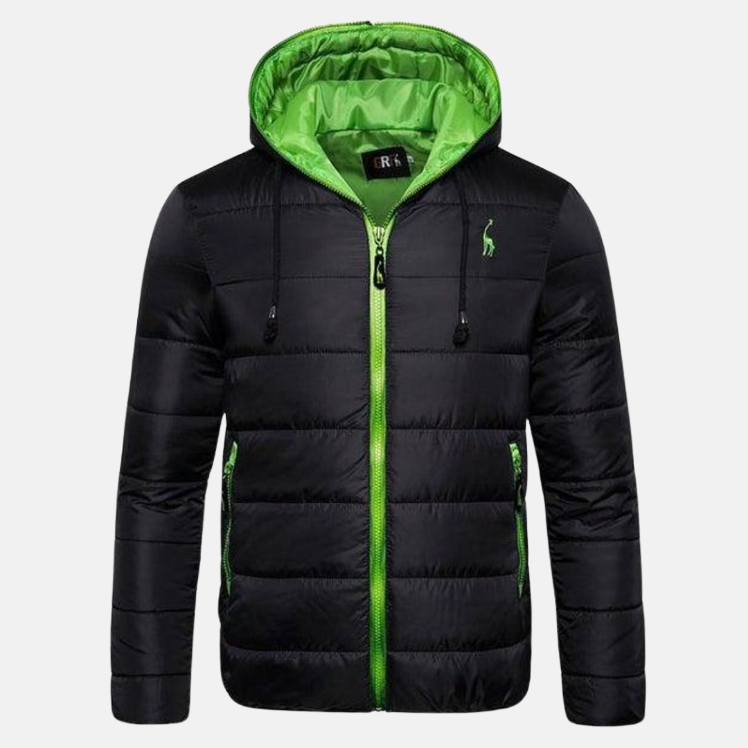 Water-Resistant Quilted Down Hooded Jacket