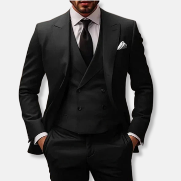 Wool Blend Double-Breasted Three-Piece Suit