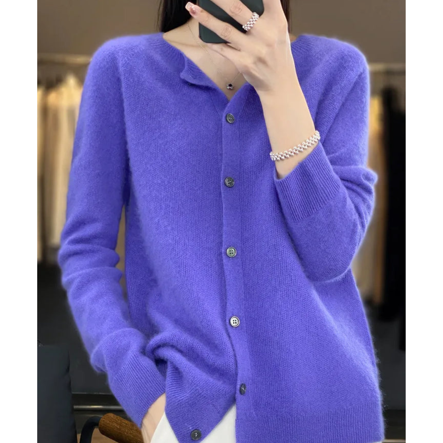 Women's Cardigan - Soft Knit - Button Closure - Relaxed Fit - Long Sleeved