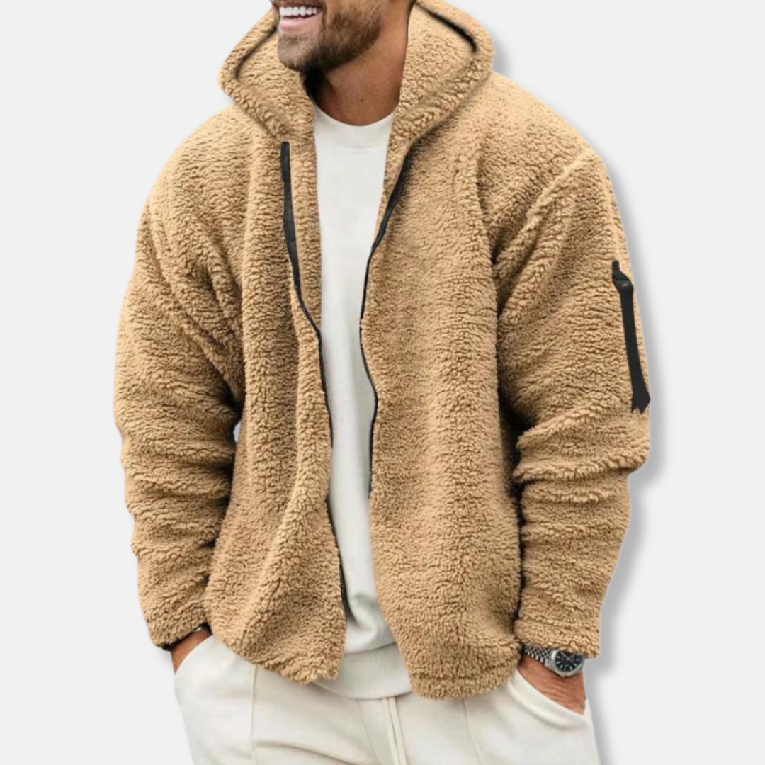 Sherpa Fleece Zip-Up Relaxed Fit Hoodie
