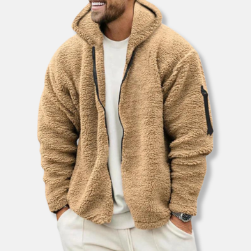 Sherpa Fleece Zip-Up Relaxed Fit Hoodie