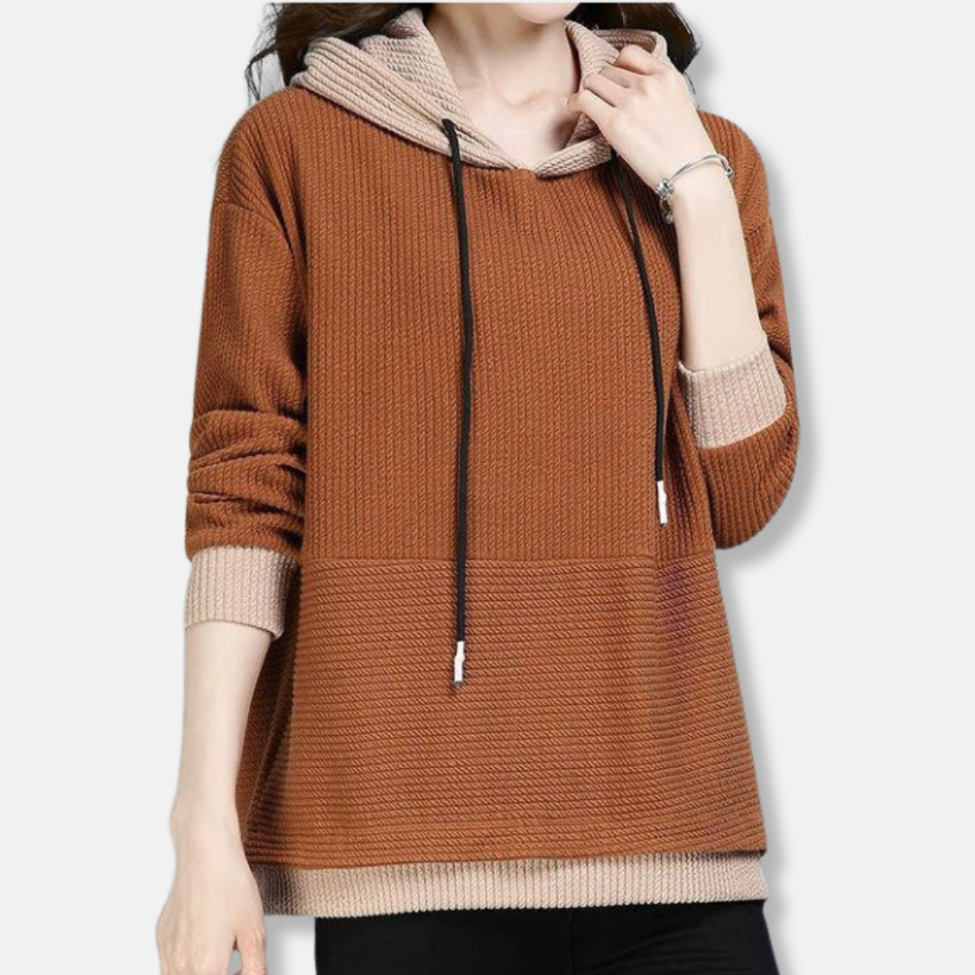 Knit Loose Fit Tunic Hooded Sweatshirt