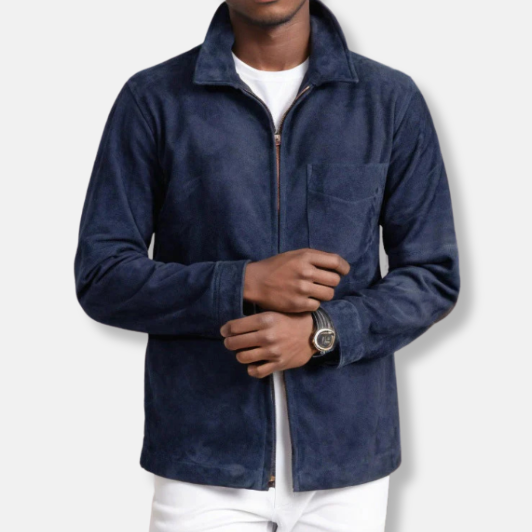 Suede Slim Fit Stand Collar Jacket