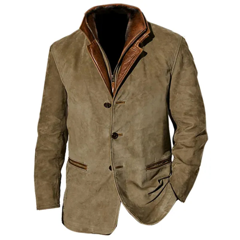 Tailored Fit Notch Lapel Suede Jacket