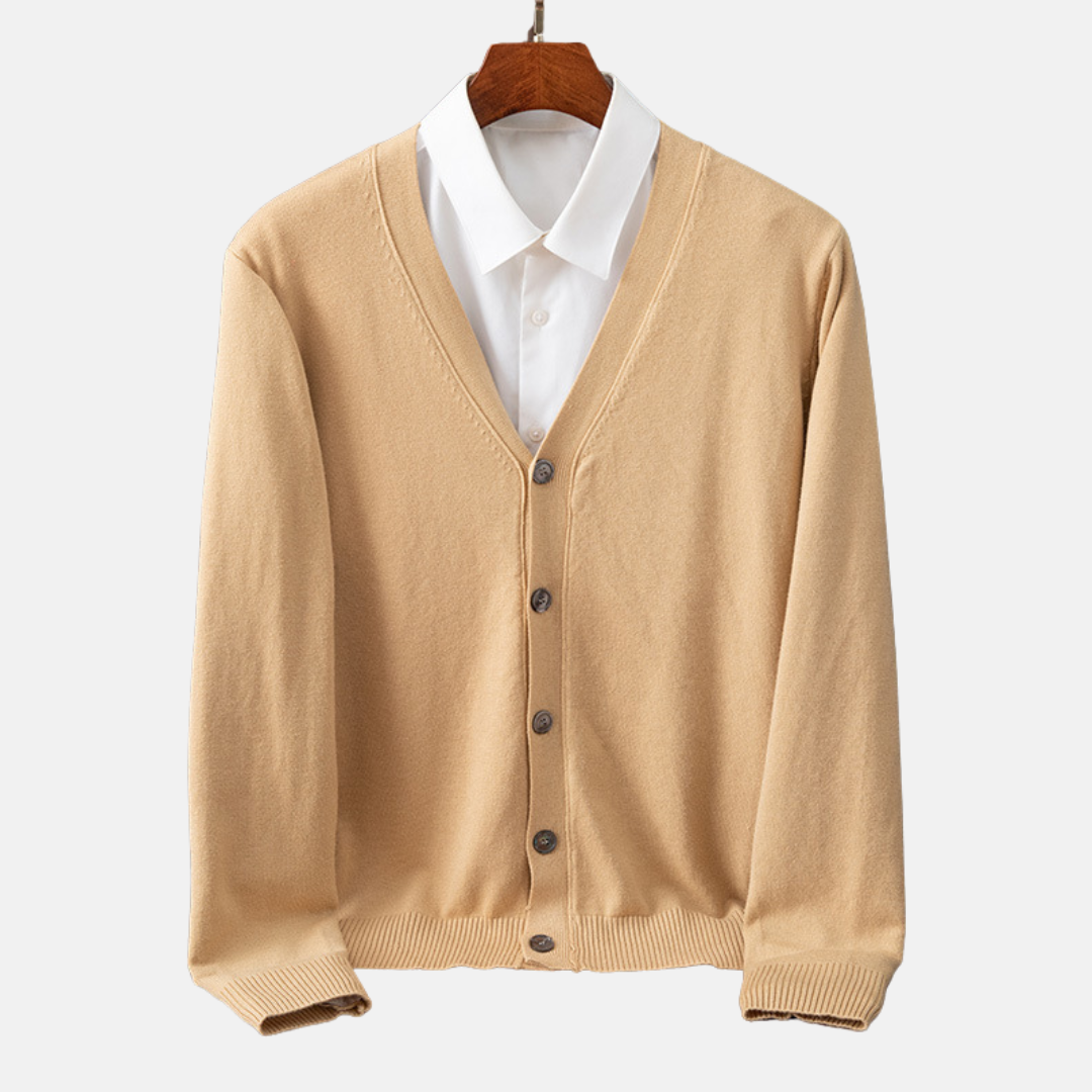 Fine Knit Relaxed Fit V-Neck Cardigan
