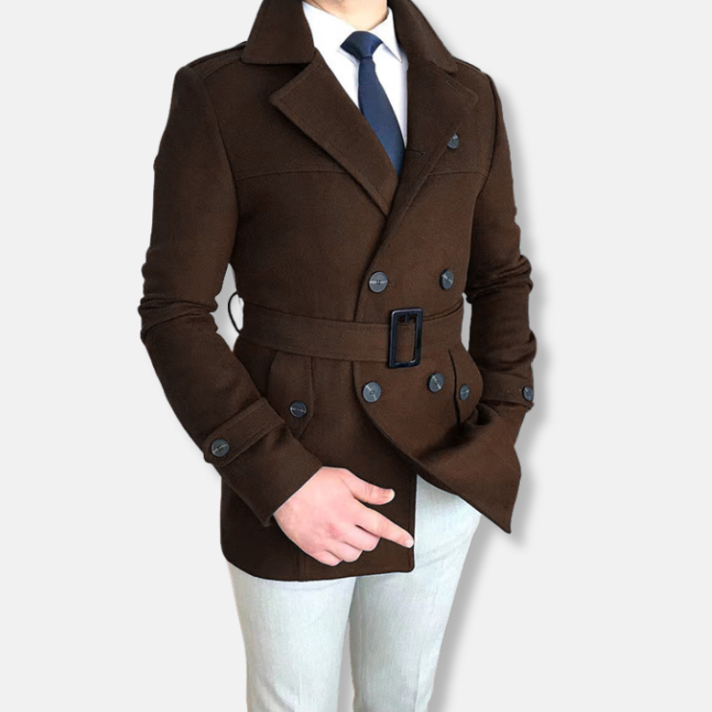 Tailored Double-Breasted Wool Blend Short Jacket