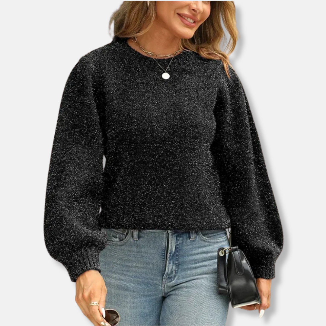 Plush Knit Puff Sleeve Sweatshirt