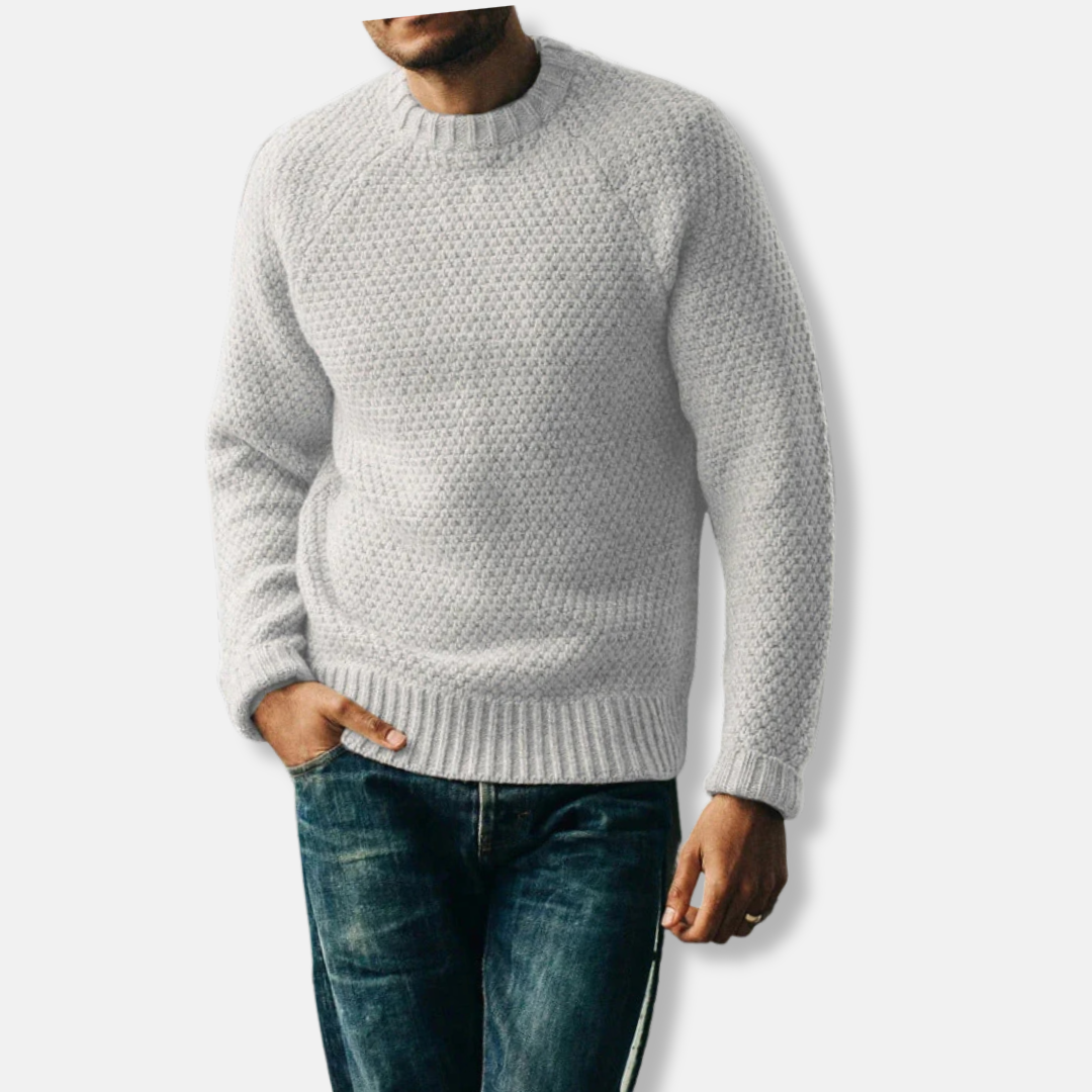 Wool Blend Relaxed Fit Crew Neck Sweater