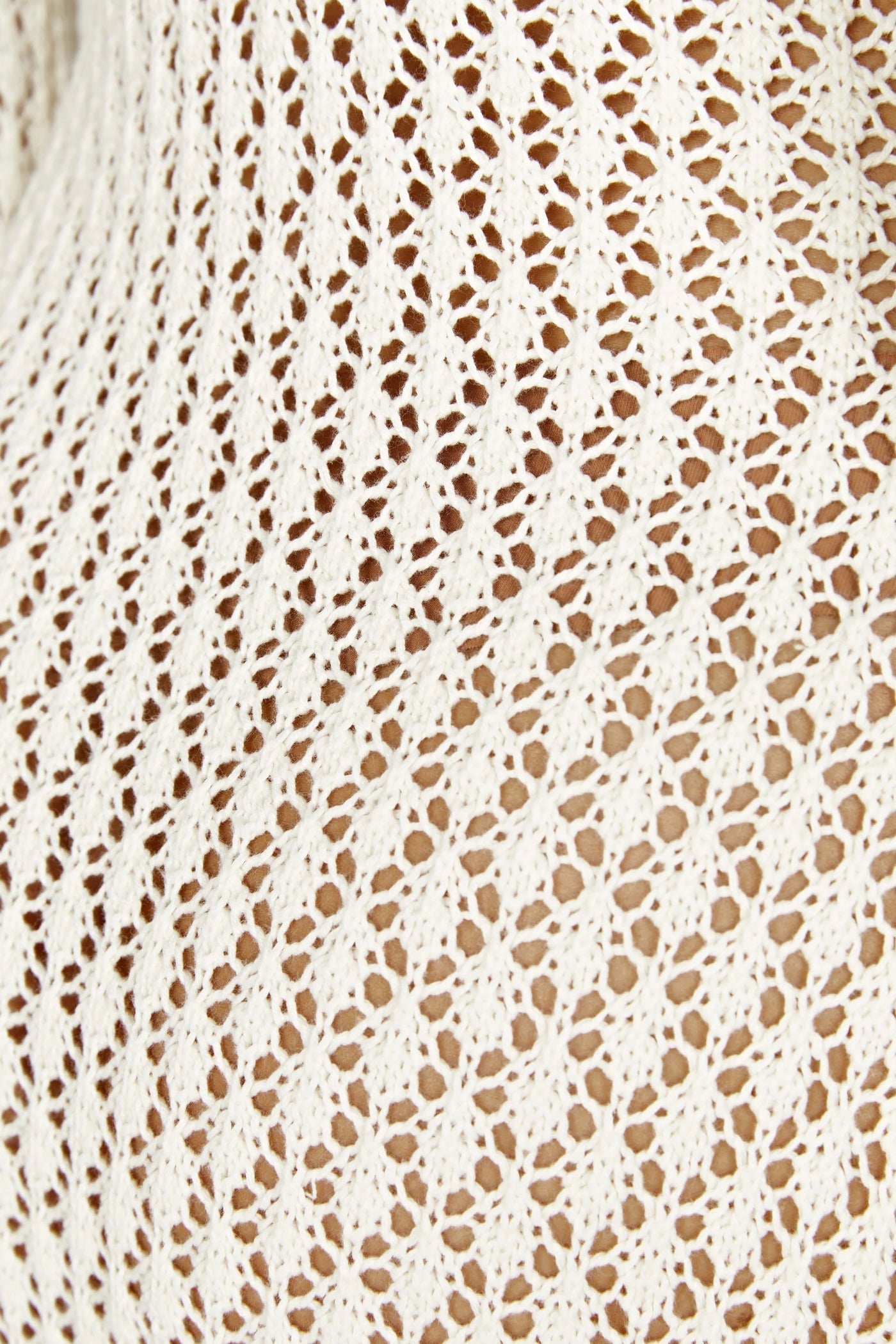 Women's Maxi Dress - Crochet Knit - V-Neck - Long Sleeves - Bohemian Elegant Look