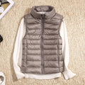 Women's Down Vest - Lightweight Insulated - High Collar - Quilted Design - Zipper Closure