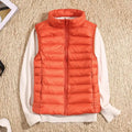 Women's Down Vest - Lightweight Insulated - High Collar - Quilted Design - Zipper Closure