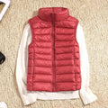 Women's Down Vest - Lightweight Insulated - High Collar - Quilted Design - Zipper Closure