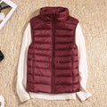 Women's Down Vest - Lightweight Insulated - High Collar - Quilted Design - Zipper Closure