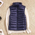 Women's Down Vest - Lightweight Insulated - High Collar - Quilted Design - Zipper Closure