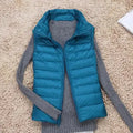 Women's Down Vest - Lightweight Insulated - High Collar - Quilted Design - Zipper Closure