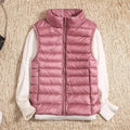 Women's Down Vest - Lightweight Insulated - High Collar - Quilted Design - Zipper Closure