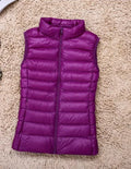 Women's Down Vest - Lightweight Insulated - High Collar - Quilted Design - Zipper Closure