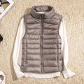 Women's Down Vest - Lightweight Insulated - High Collar - Quilted Design - Zipper Closure