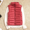 Women's Down Vest - Lightweight Insulated - High Collar - Quilted Design - Zipper Closure
