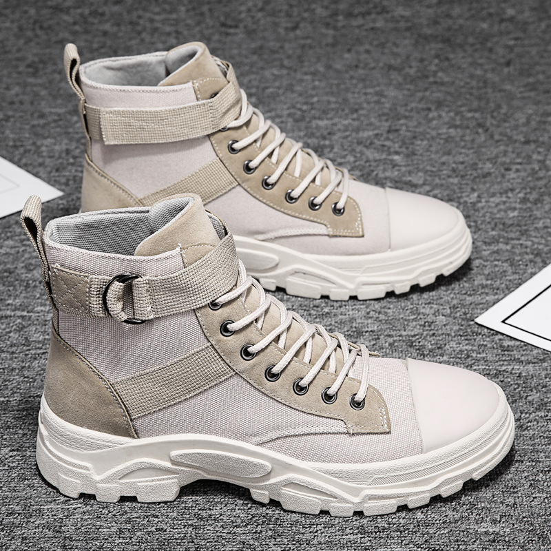 Suede Canvas Rugged Sole Motorcycle Boots