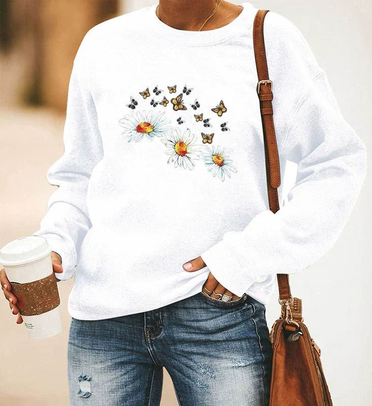 Printed Crewneck Relaxed Fit Sweatshirt