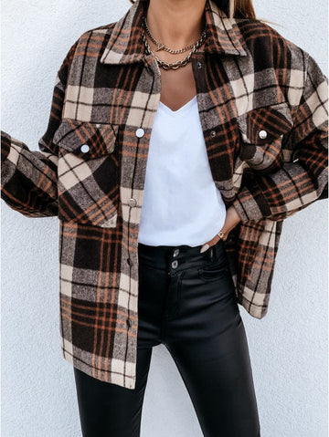 Oversized Checked Flannel Shirt Jacket