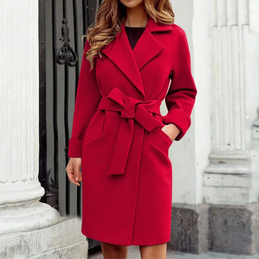Wool Blend Tailored Belted Trench Coat