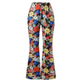 Women's Sectioned Pants - High Waist - Floral Pattern - Retro Flared Design