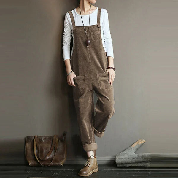 Women's Overall - Soft Corduroy - Casual Loose Fit - Adjustable Straps - Practical Pockets