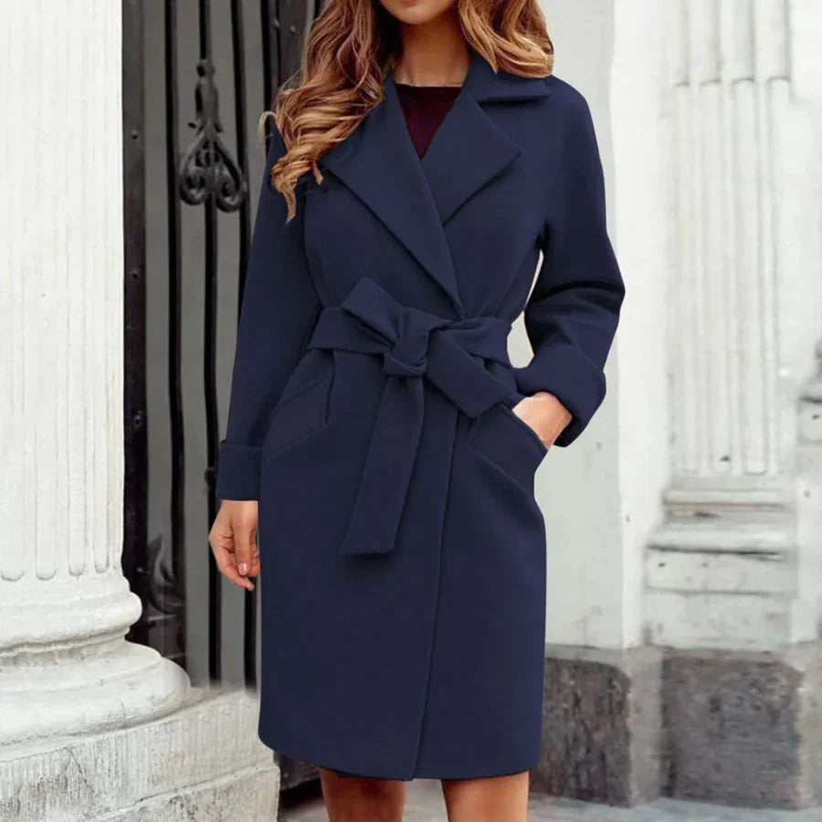 Wool Blend Tailored Belted Trench Coat