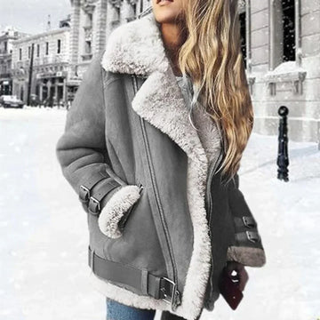 Oversized Sherpa Lined Suede Look Jacket