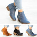Women's Ankle Boots – Soft Suede – Side Zipper – Comfortable Low Heel