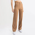 Women's Suit Pants - High-Waisted - Wide Legs - Elegant with Pockets