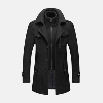 Wool Blend Slim Fit Double Collar Coat