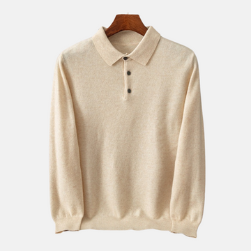 Fine Gauge Knit Long Sleeve Polo Shirt