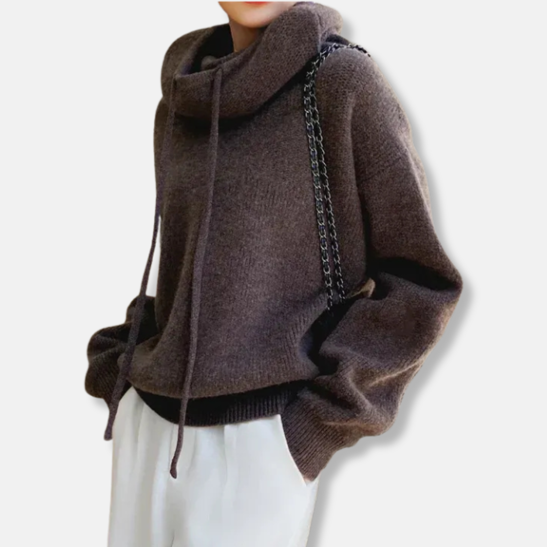 Oversized Cowl Neck Soft Knit Sweatshirt