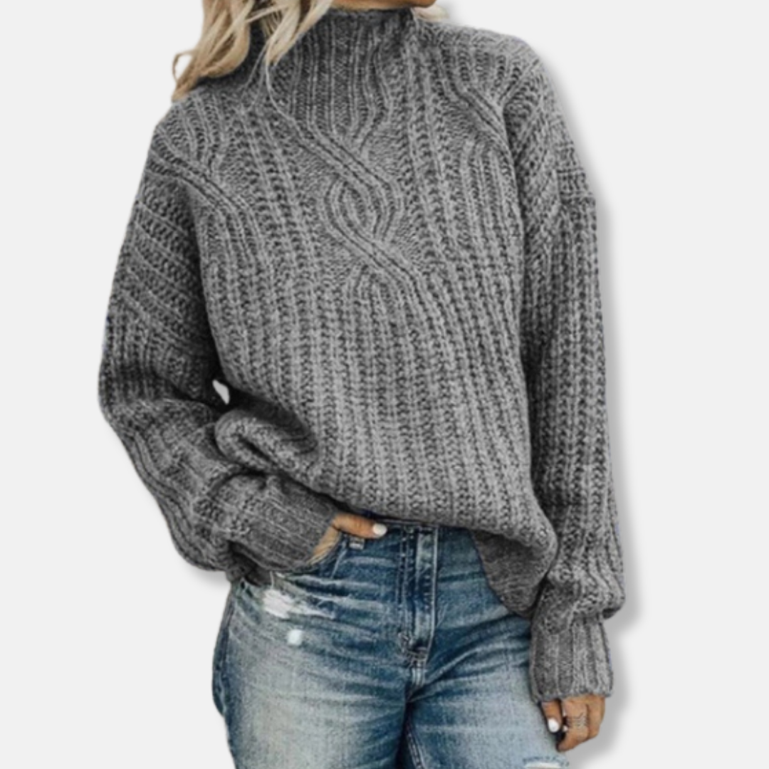 Wool Cable Knit Relaxed Pullover Sweater