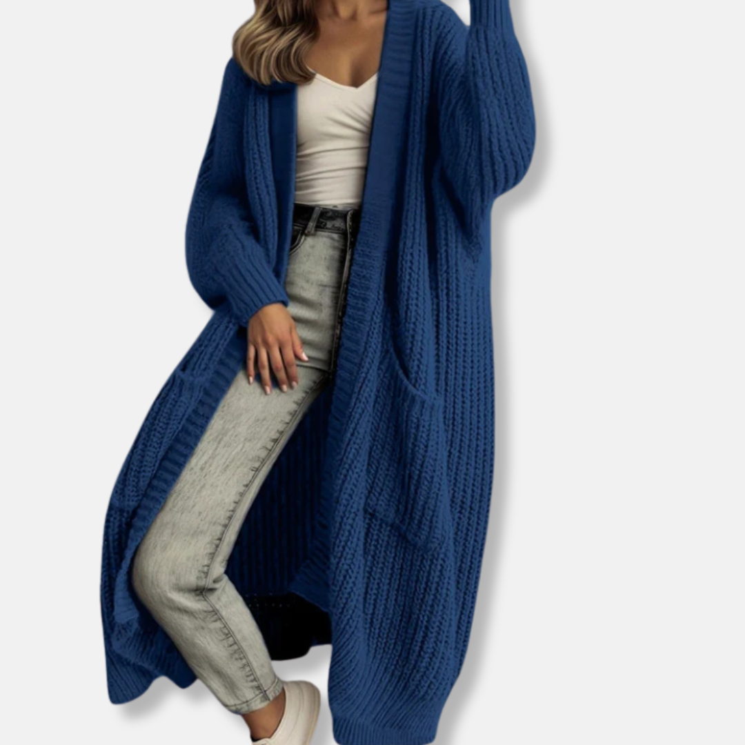 Ribbed Knit Oversized Maxi Cardigan