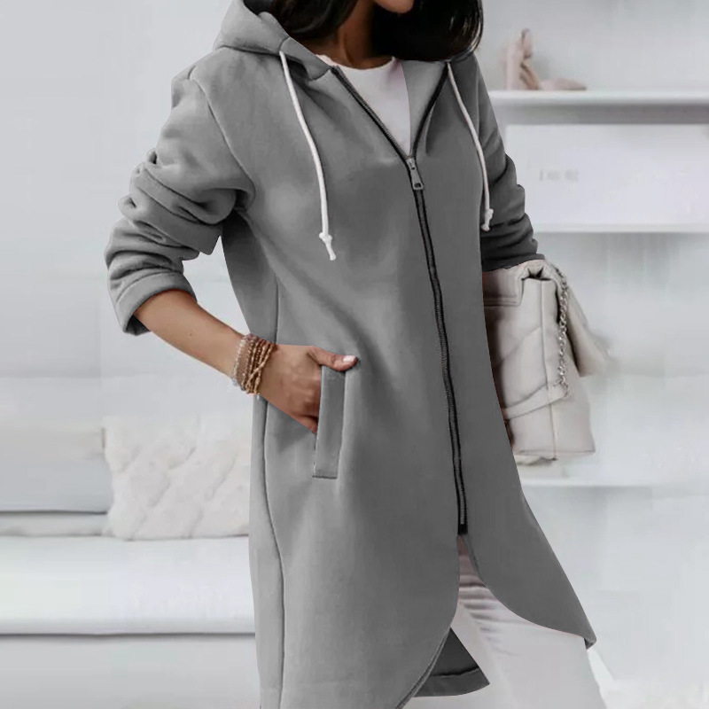 Cotton Blend Relaxed Fit Hooded Sweatshirt Jacket