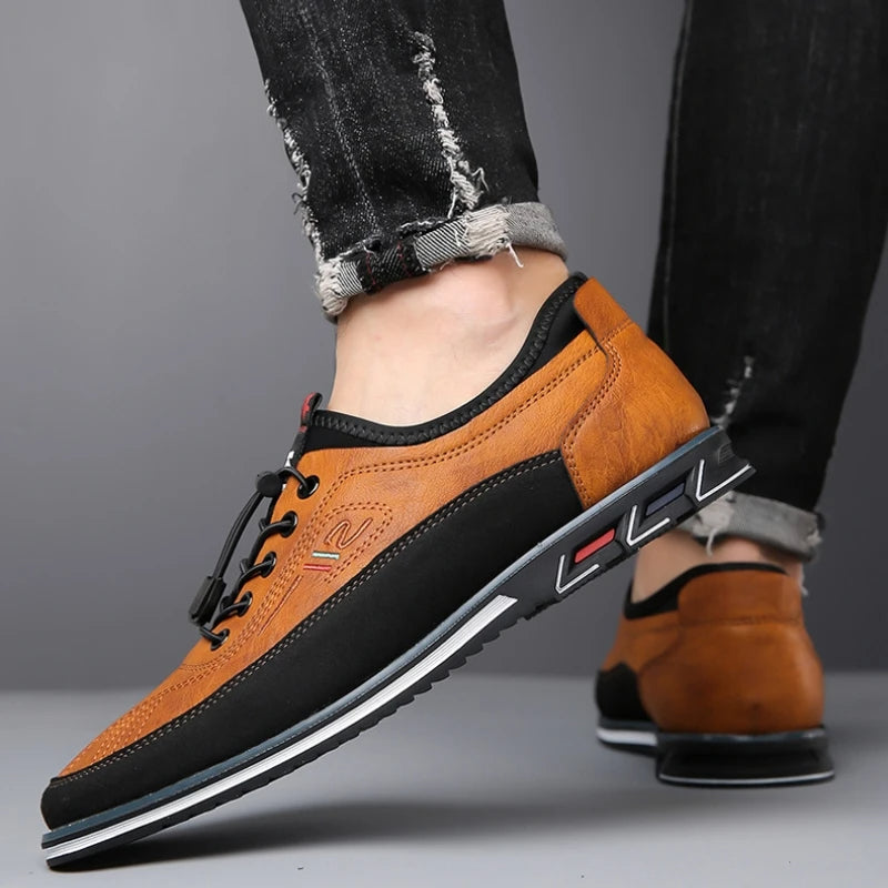 Comfortable Supportive Leather Textile Sneakers