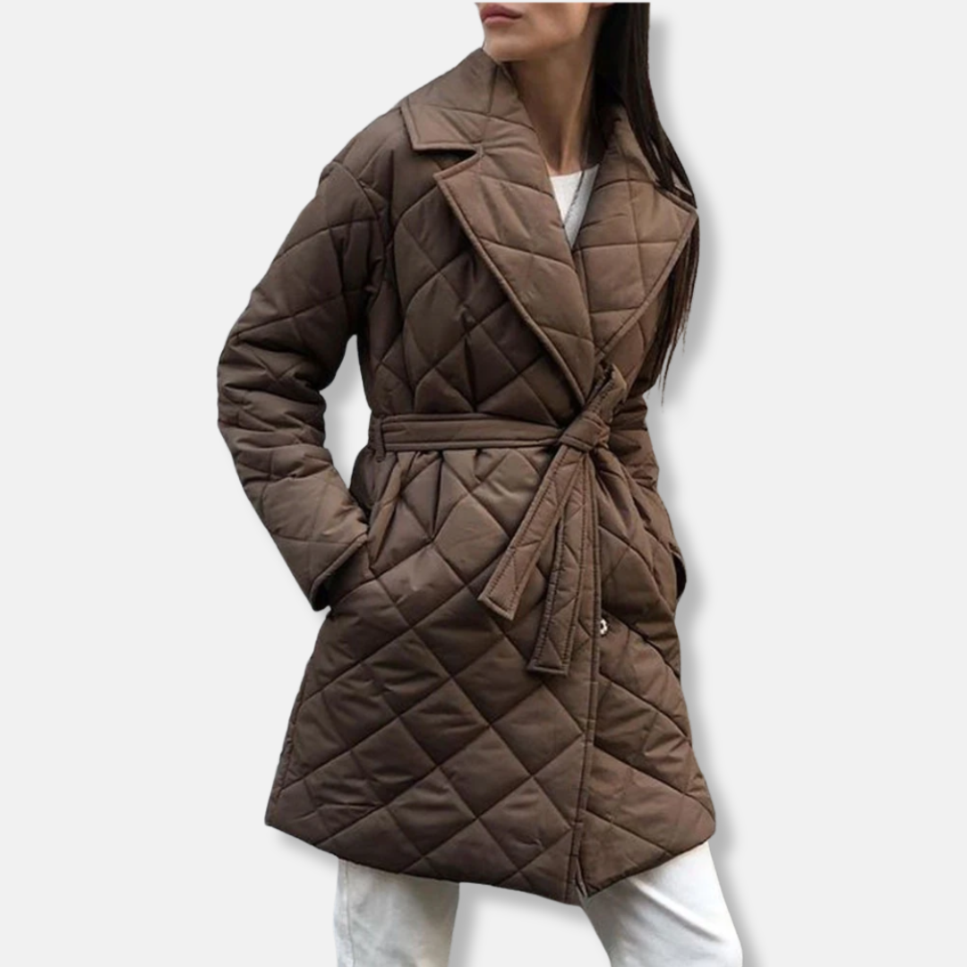 Insulated Quilted Belted Mid-Length Coat