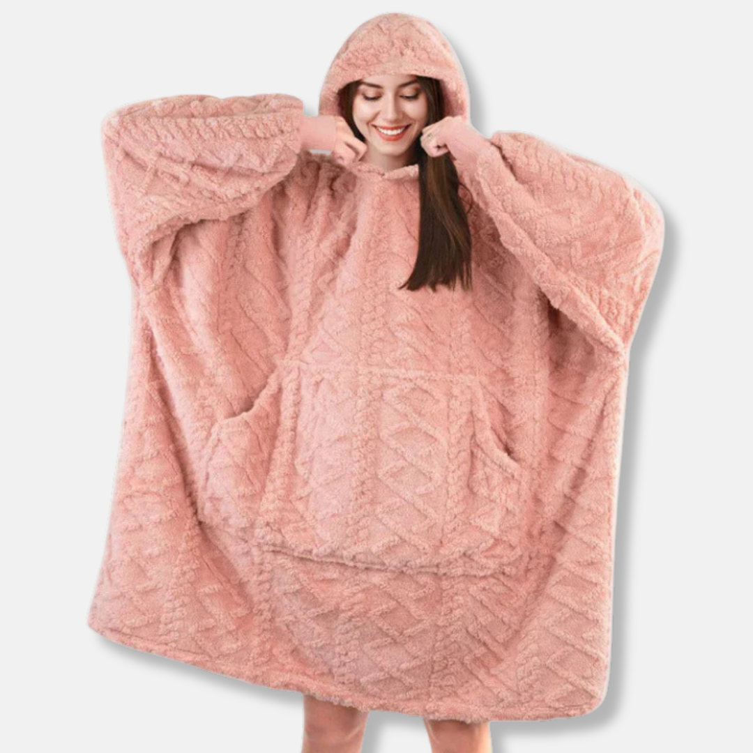 Oversized Plush Knit Wearable Blanket Hoodie