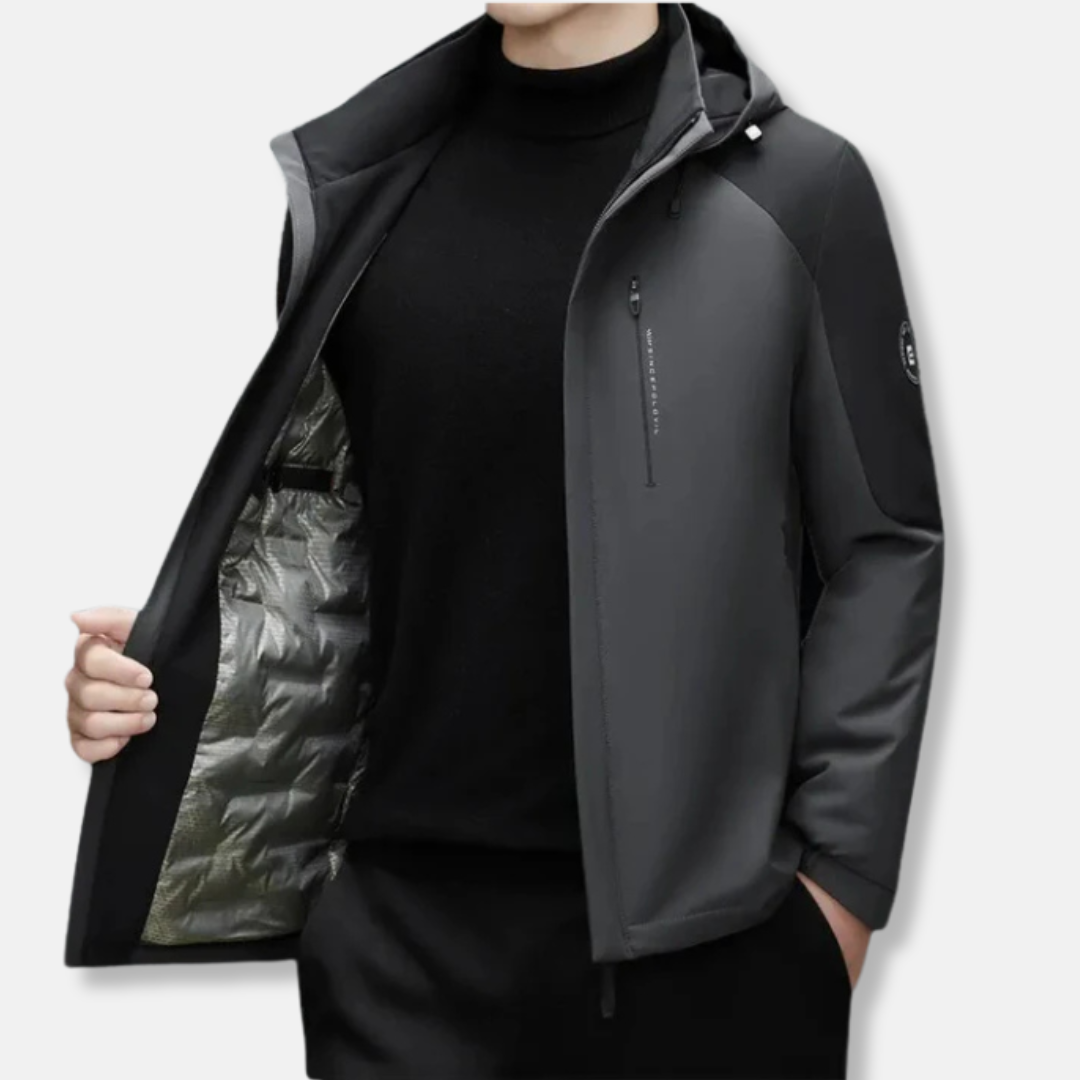 Hooded Color-Block Straight Fit Jacket