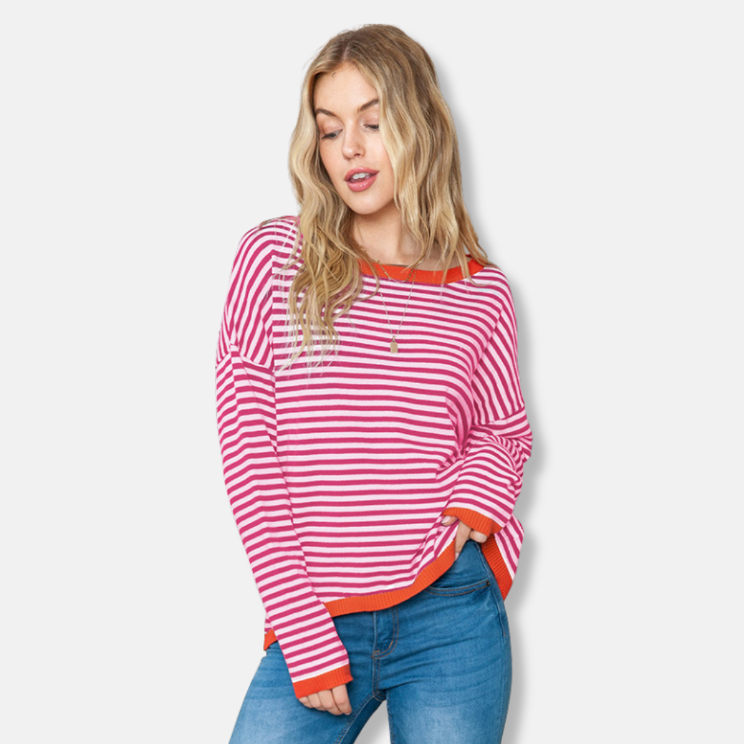 Relaxed Fit Striped Drop Shoulder Sweater