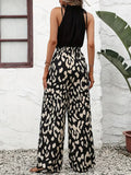 Women's Pants - High-Waisted with Elastic - Wide Leg - Trendy Animal Print