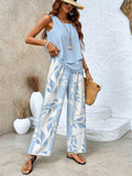 Women's Set – Sleeveless Blouse & Wide-Leg Pants – Light & Airy Design