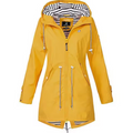 Women's Raincoat - Waterproof Long Model - Adjustable Waist - Hood with Lining