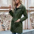 Women's Trench Coat - Lightweight Water-Repellent - Adjustable Waist - Long-Sleeved with Zipper