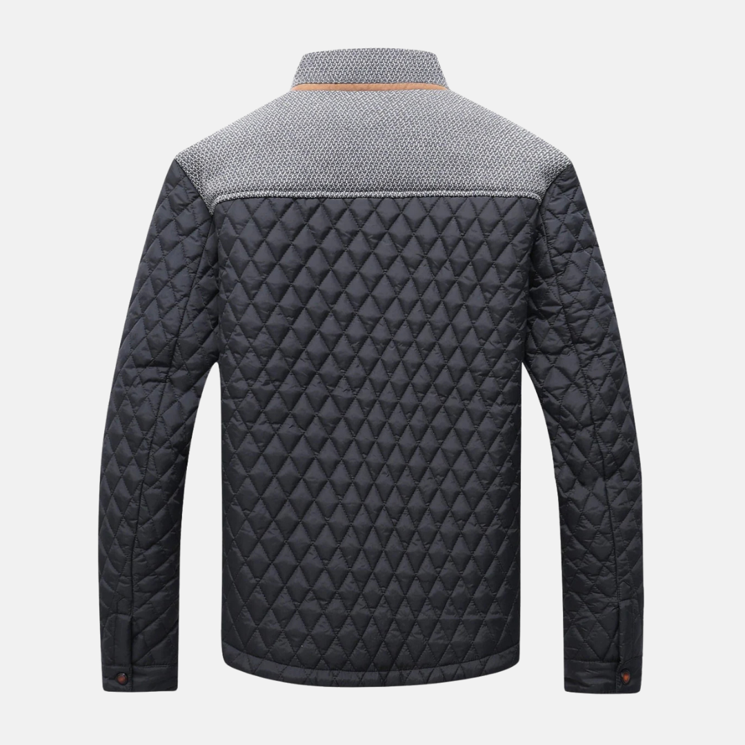 Diamond Quilted Band Collar Jacket